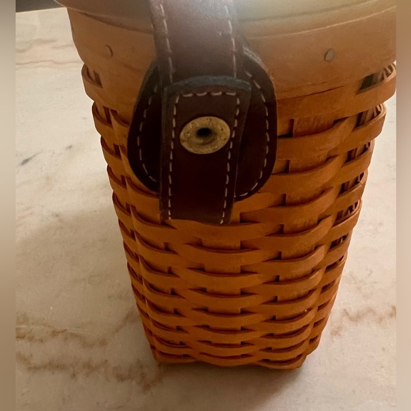 Rare Longaberger Hand Woven With Leather Strap And Trim Basket Purse Signed 2001 - Picture 12 of 14